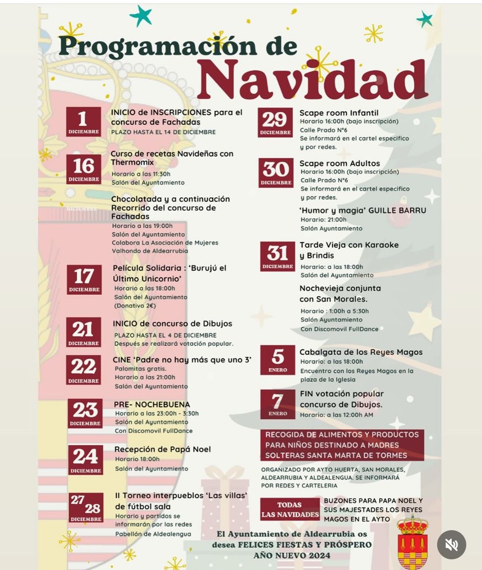 ALDEARRUBIA/NAVIDAD - Actividades diciembre