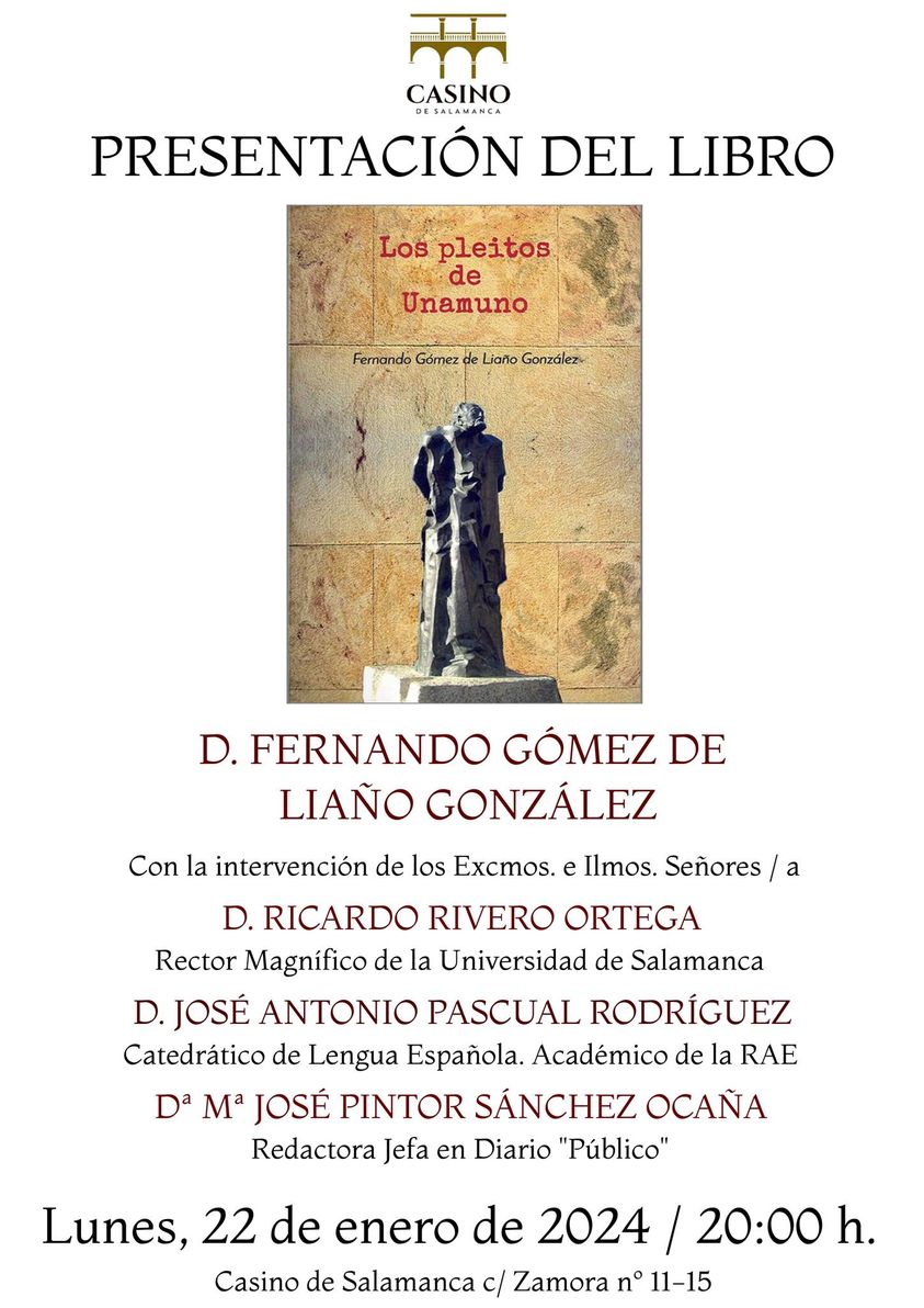 LITERATURA - Presentación del libro "Los pleitos de Unamuno"